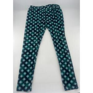 Lularoe Leggings Womens Tall and Curvy 12-18 Black Teal Blue Stretchy Geometric
